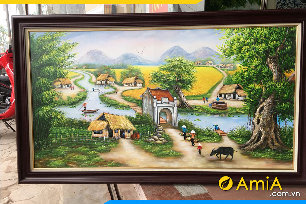 tranh phong cảnh làng quê đẹp vẽ bằng sơn dầu