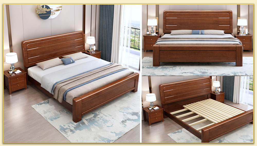 mẫu giường gỗ xoan đào đẹp giá rẻ