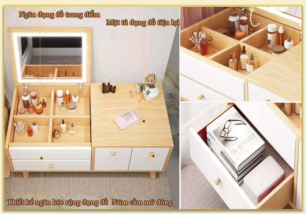 Hình ảnh Tủ đầu giường và bàn trang điểm gỗ MDF TDGTop-0008