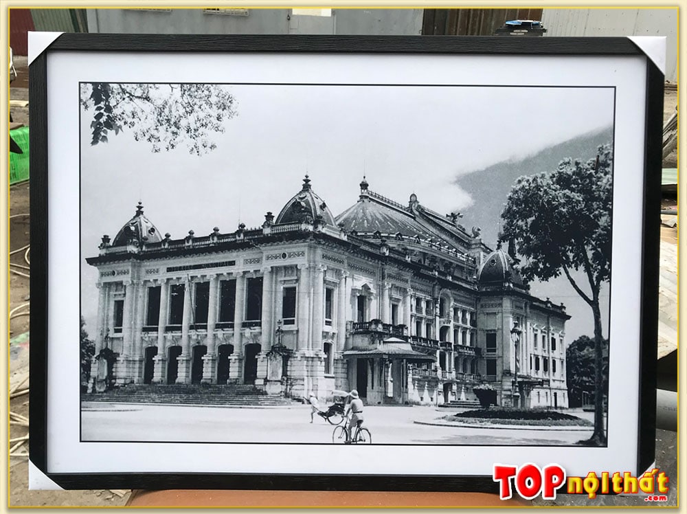 Tranh Hà Nội xưa đen trắng nhà hát Lớn