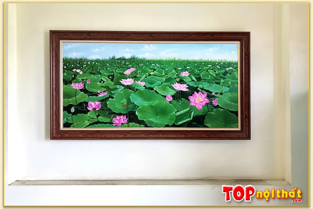 Tranh sơn dầu phong cảnh hồ Sen TraSdTop-0665 | Top Nội Thất