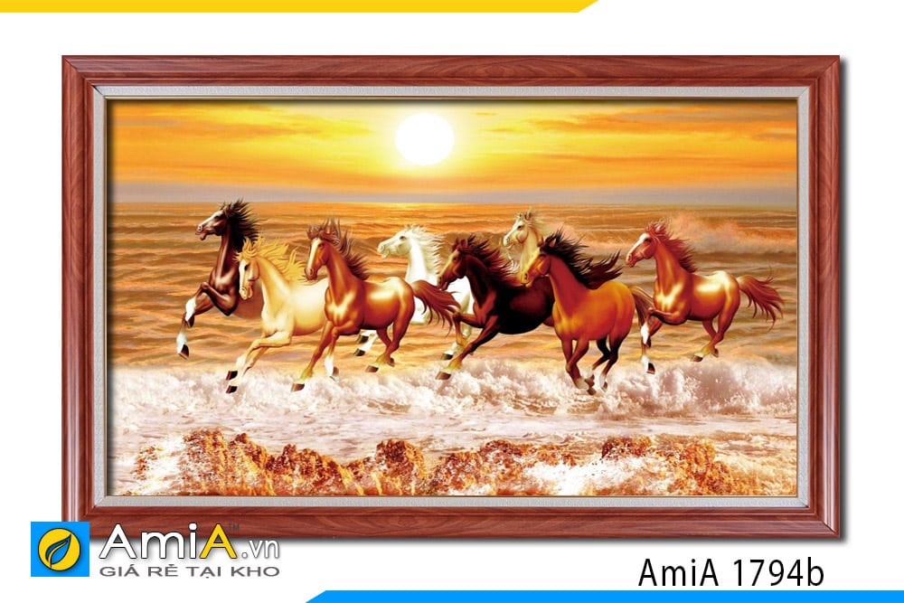 Tranh bát mã 8 con ngựa phi AmiA 1794B