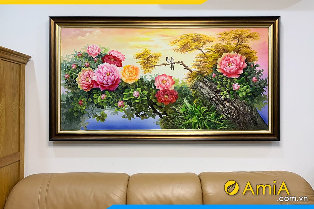 Hình ảnh Tranh sơn dầu hoa mẫu đơn khổ lớn đặt vẽ theo yêu cầu AmiA TSD 444