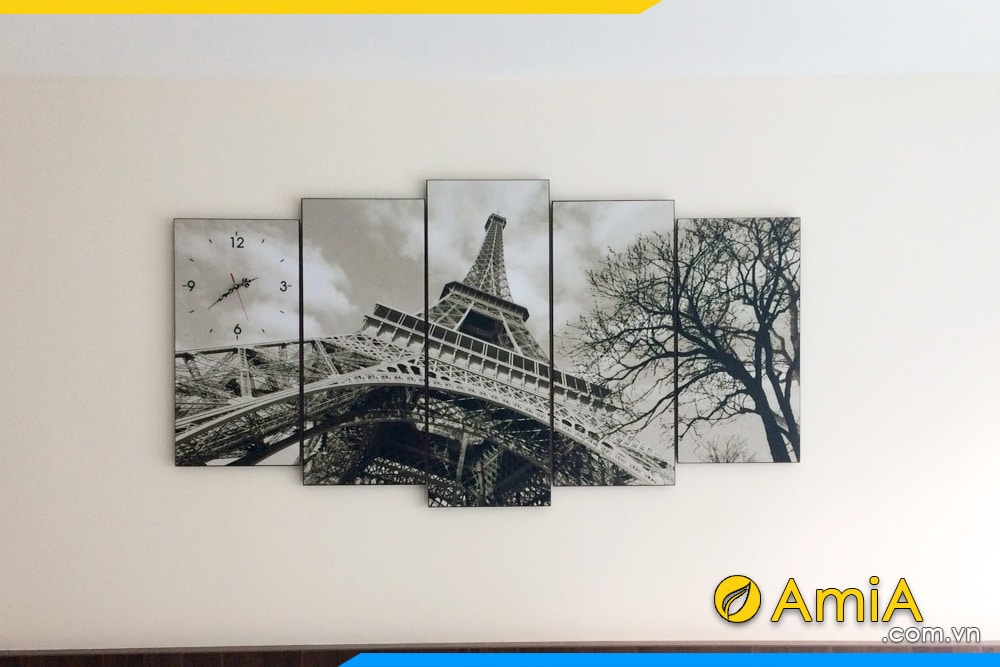 Hình ảnh Bức tranh đen trắng 5 tấm tháp Eiffel đẹp AmiA 1030