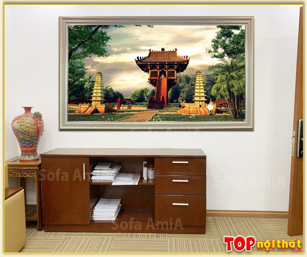 Hình ảnh Tranh Hà Nội xưa chùa một Cột treo tường TraTop-3045
